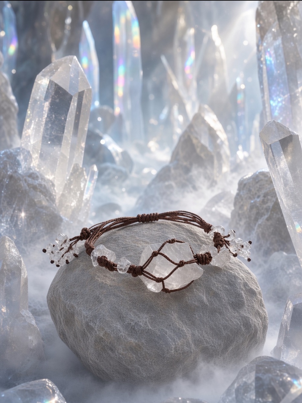 XL Raw Clear Quartz Hand-Wrapped Bracelet